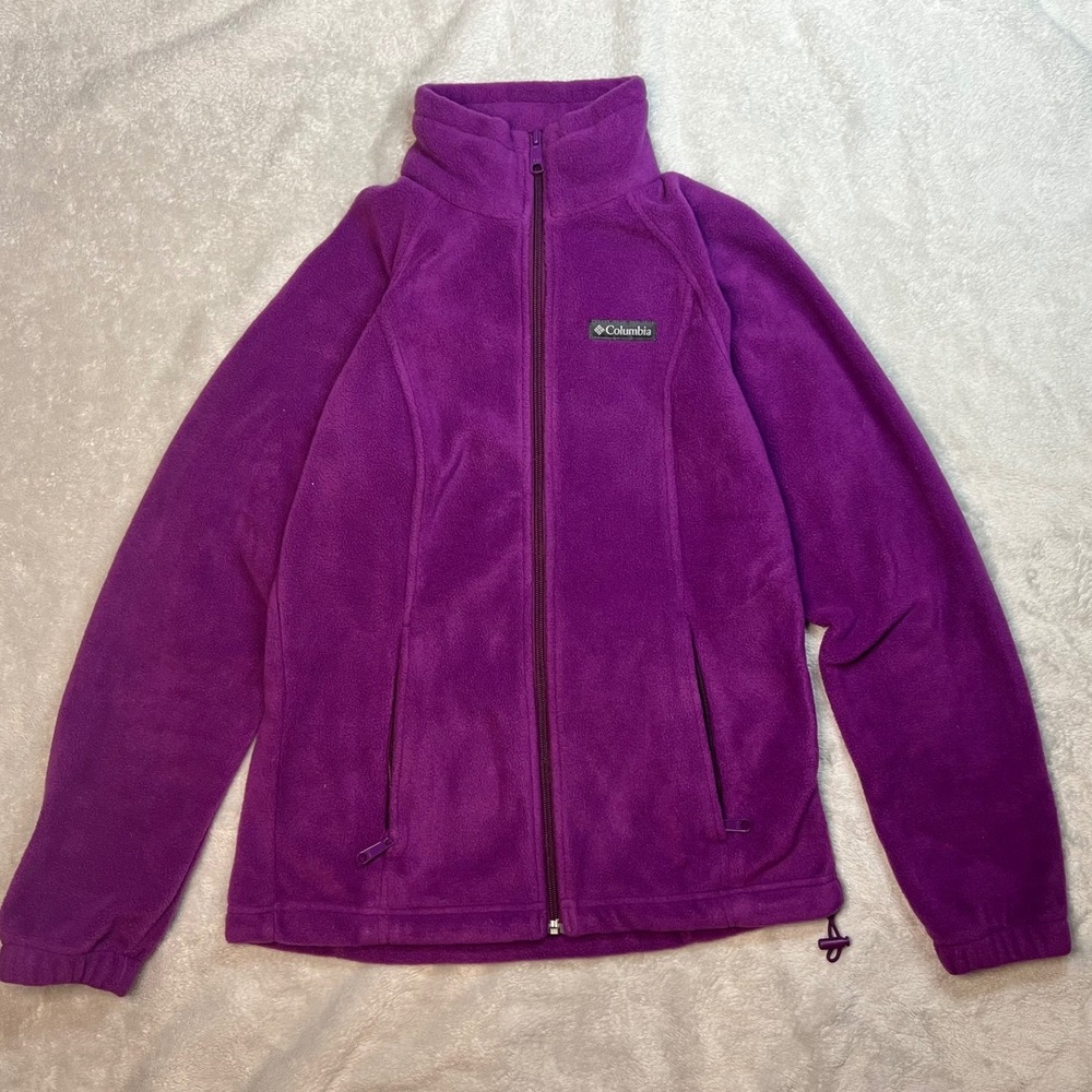 Columbia Womens Fleece Jacket Full Zip Pockets Purple XS